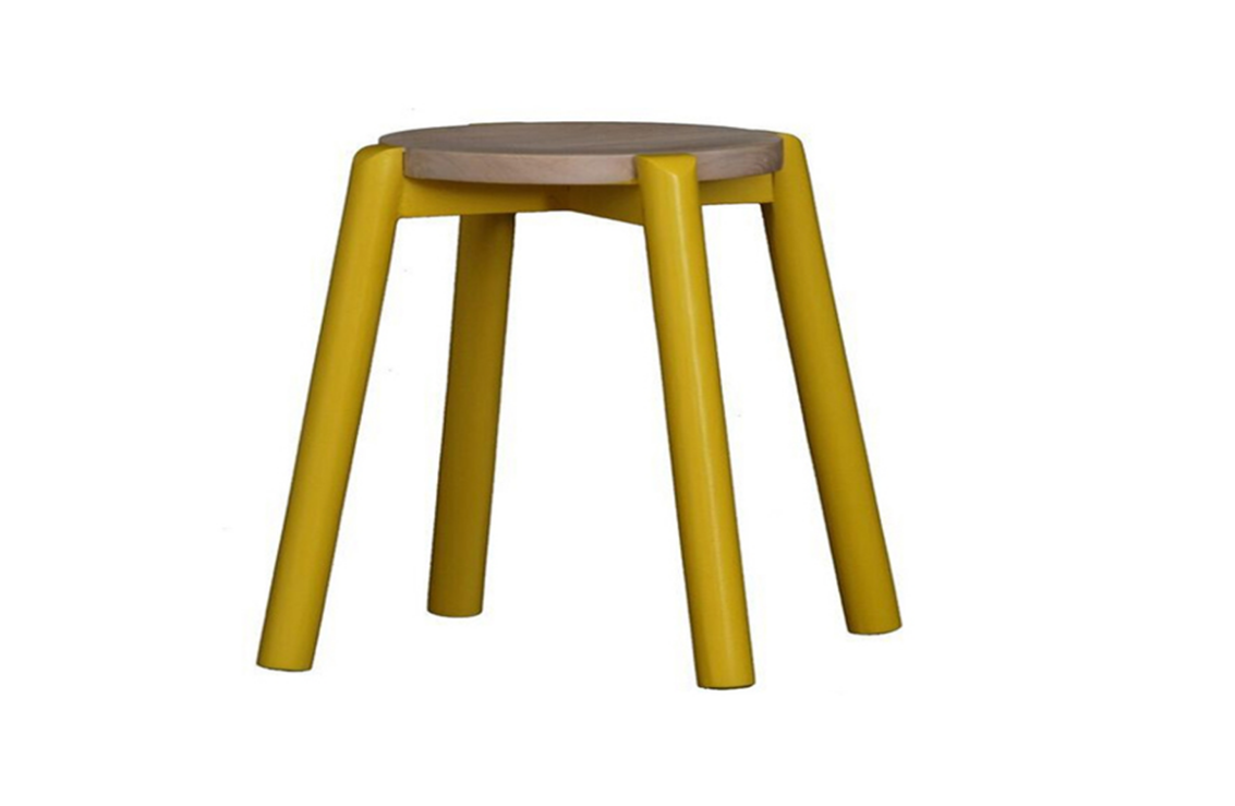 WILLOW (BR048ROWSY) WOODEN ROUND BARSTOOL / KITCHEN BENCH - SEAT: 480(H) - YELLOW / WASHED