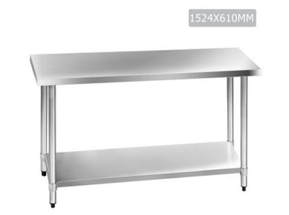 JASMIN 304 STAINLESS STEEL KITCHEN/ WORK BENCH TABLE 1524(L) - STAINLESS