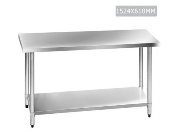 JASMIN 304 STAINLESS STEEL KITCHEN/ WORK BENCH TABLE 1524(L) - STAINLESS