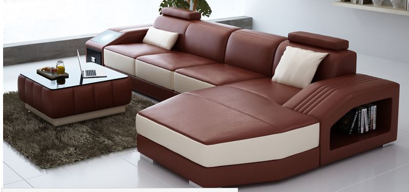 NARVIS CHAISE LOUNGE SUITE  WITH COFFEE TABLE  (MODEL - L6008C) - CHOICE OF LEATHER AND ASSORTED COLOURS AVAILABLE