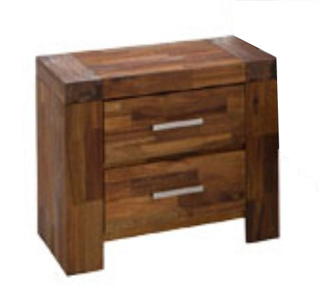 PHILLIPE 2 DRAWER HARDWOOD ACACIA BEDSIDE TABLE - JAVA RUSTIC