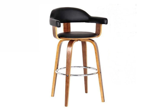 MILAN BENTWOOD BAR STOOL - SEAT 680(H) - BLACK + WALNUT
