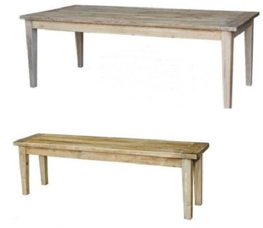 STAMFORD  3 PIECE DINING SETTING WITH 2 BENCHES TABLE - 2200(W)  x 1000(D) - NATURAL
