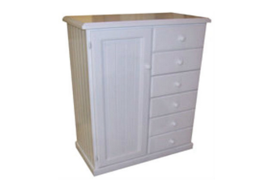 MUDGEE (AUSSIE MADE) NURSERY ROBE WITH 1 DOOR / 6 DRAWERS - 1200(H) x 900(W) - ASSORTED PAINTED COLOURS
