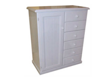 MUDGEE (AUSSIE MADE) NURSERY ROBE WITH 1 DOOR / 6 DRAWERS - 1200(H) x 900(W) - ASSORTED PAINTED COLOURS