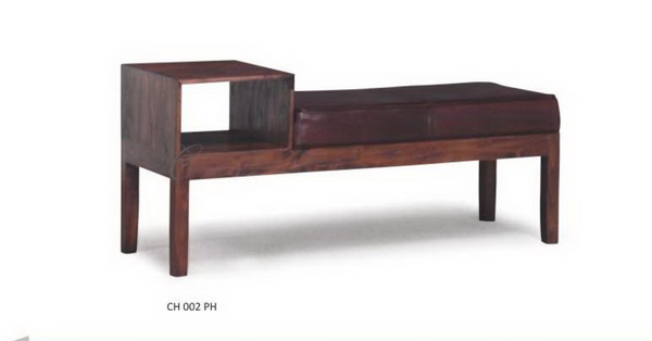 GRACIAS (CH 002 PH) TELEPHONE TABLE / LEATHER BENCH - 1400(W) - MAHOGANY