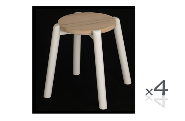 WILLOW (BR048ROWWS) WOODEN ROUND BARSTOOL / KITCHEN BENCH  (4 UNITS IN A BOX) - SEAT: 480(H) - WHITE/ WASHED