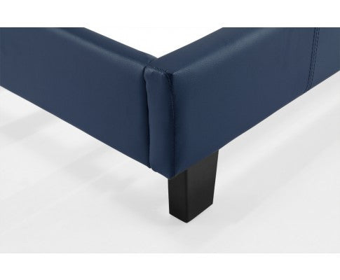 SINGLE MICHIGAN LEATHERETTE BED FRAME  - BLUE