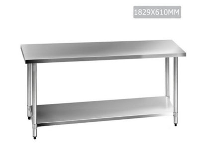 SMITH 430 STAINLESS STEEL KITCHEN/ WORK BENCH TABLE 1829(L) - STAINLESS
