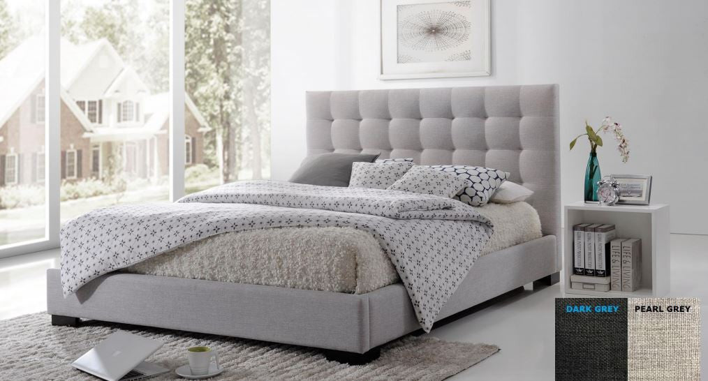 Double Seawind Linen Fabric Bed - (MODEL:13-5-13-16-8-9-19) - Pearl (LIGHT GREY) Or Dark Grey
