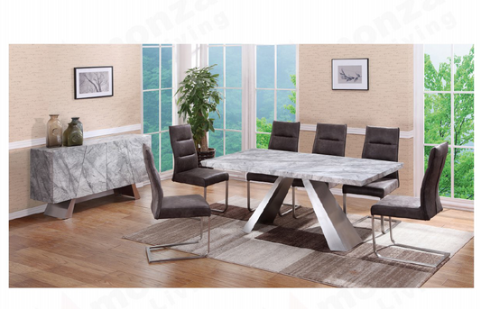 HONDI  7 PIECE DINING SETTING WITH 6 CHAIRS - 1800(L) - (MODEL 3-1-19-1) - GREY