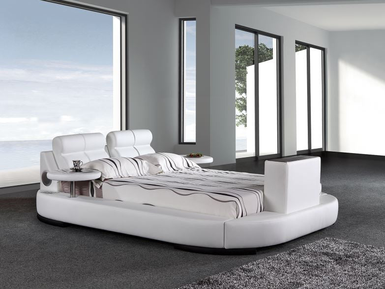 Queen Worchester Leatherette Bed With TV Lift & 2 X Side Tables (G1031#) - Assorted Colors