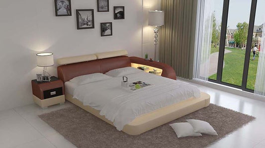 QUEEN CORTLAND  LEATHER BED ( LB8801) - ASSORTED COLORS AVAILABLE IN DIFFERENT  LEATHERS