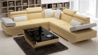 GORICA 5 SEATER CORNER LOUNGE SUITE WITH MATCHING COFFEE TABLE (K5009B) - CHOICE OF LEATHER AND ASSORTED COLOURS AVAILABLE