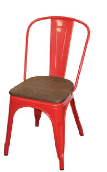 TOLEDO CHAIR WITH ADDITIONAL TIMBER SEAT - RED