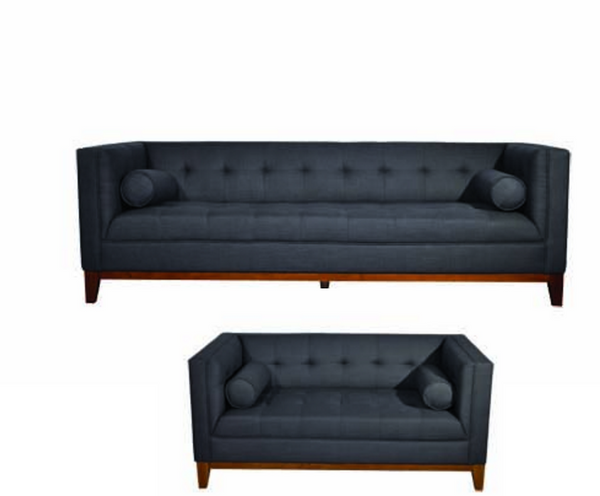 CALVIN THREE (3) + TWO (2) SEATER LOUNGE SUITE - DARK GREY