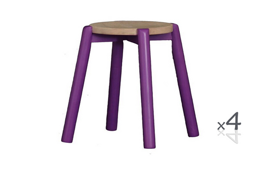 WILLOW (BR048RO) WOODEN ROUND BARSTOOL / KITCHEN BENCH  (4 UNITS IN A BOX) - SEAT: 480(H) - PURPLE / WASHED