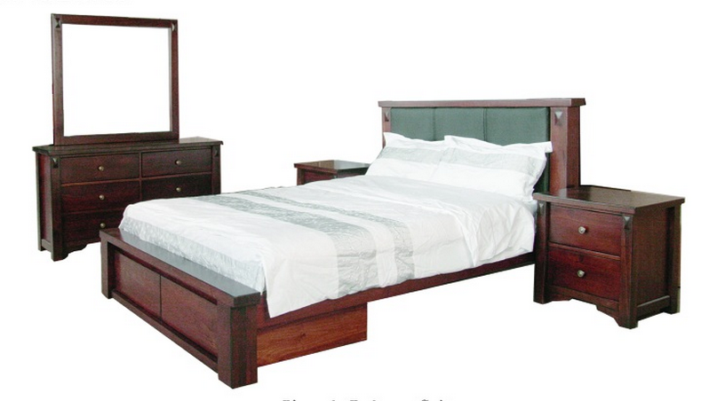 FABULOS  KING 5 PIECE DRESSER BEDROOM SUITE  ( MODEL-16-9-14-14-1-3-12-5 ) - HAZELNUT