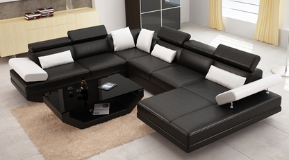 GORICA CORNER LOUNGE SUITE WITH CHAISE (K5009) WITH MATCHING COFFEE TABLE - CHOICE OF LEATHER AND ASSORTED COLOURS AVAILABLE
