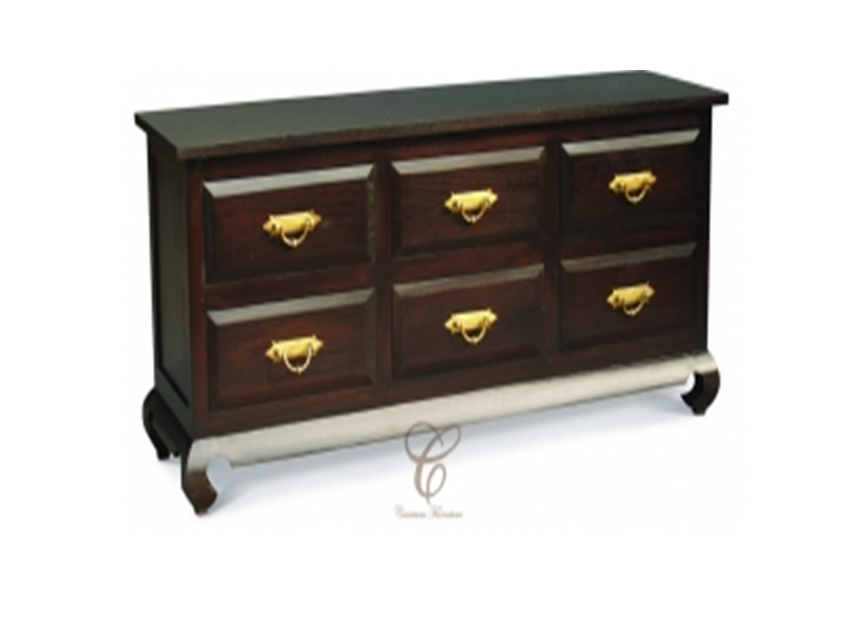 Seoul 6 Drawers Lowboy With Ring Chunky Handle (SB 006 OL RH (RJ) ) -770(H) X 1800(W) - Chocolate