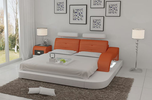 QUEEN SARATOGA  LEATHER BED ( LB8802) - ASSORTED COLORS AVAILABLE IN DIFFERENT  LEATHERS (COLOUR BOARD ATTACHED IN IMAGE SECTION)
