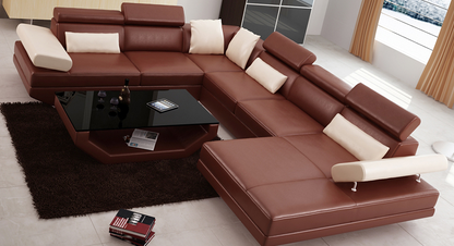 GORICA CORNER LOUNGE SUITE WITH CHAISE (K5009) WITH MATCHING COFFEE TABLE - CHOICE OF LEATHER AND ASSORTED COLOURS AVAILABLE