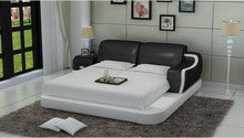QUEEN  LIVINGSTON MODERN LEATHER BED ( LB8803) - ASSORTED COLORS AVAILABLE IN DIFFERENT  LEATHERS (COLOUR BOARD ATTACHED IN IMAGE SECTION)