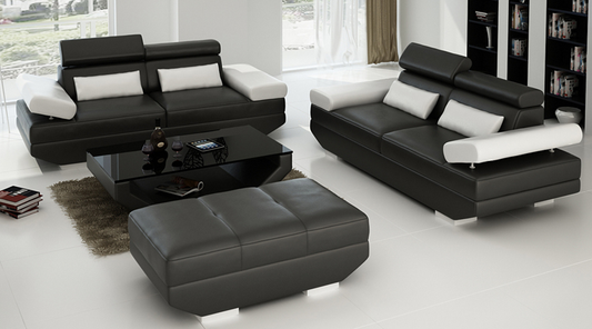 Gorica (K5009E) 3 Seater + 3 Seater + 1 Foot Stool & Coffee Table - Choice Of Leather And Assorted Colours Available