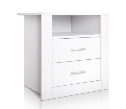 GLASSGOGH 2 DRAWER ANTI-SCRATCH BEDSIDE TABLE - WHITE