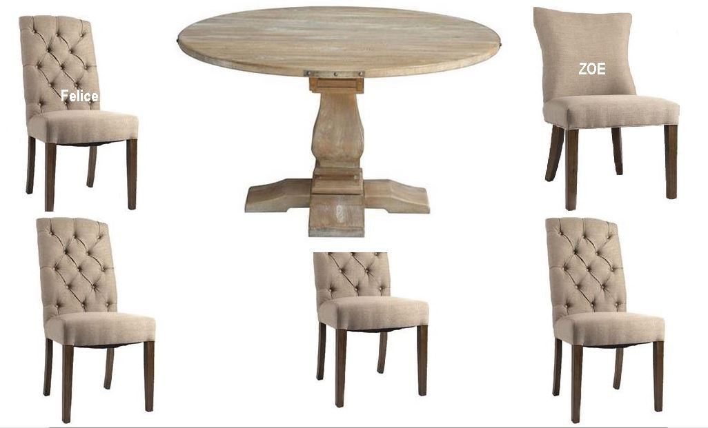 Utah (UT-001) 5 Piece Round Dining Setting With Felice Chairs - 1350(D)