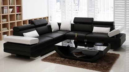 GORICA 5 SEATER CORNER LOUNGE SUITE WITH MATCHING COFFEE TABLE (K5009B) - CHOICE OF LEATHER AND ASSORTED COLOURS AVAILABLE