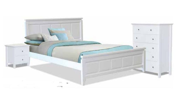 NOVENA DOUBLE OR QUEEN 4 PIECE (TALLBOY) BEDROOM SUITE - WHITE