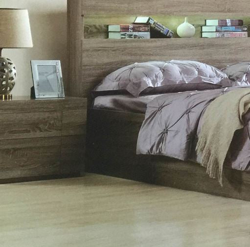 SAVANNA (MODEL:121) 2 DRAWER BEDSIDE TABLE - MOCHA OAK