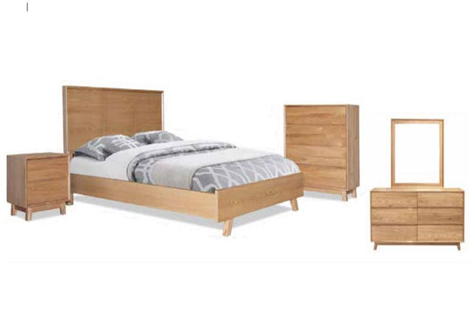SUMMIT QUEEN 5  PIECE DRESSER   BEDROOM SUITE -  LIGHT OAK