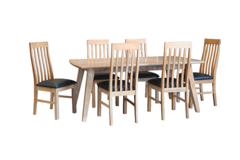 Summit 7 Piece Hardwood Dining Setting -1900(L) X 950(W)- Light Oak