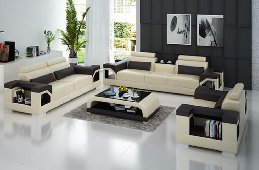 TILI LEATHERETTE  3 SEATER + 2 SEATER + 1 SEATER  LOUNGE SUITE WITH COFFEE TABLE (MODEL- G8010D)   - CHOICE OF LEATHER & ASSORTED COLOURS AVAILABLE