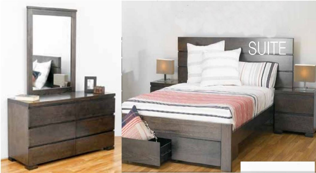 Benson Queen 5 Piece Dresser Bedroom Suite With 2 Footend Drawers - Smoke
