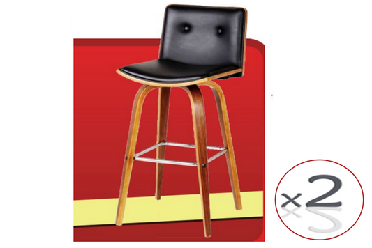 MOJO BENTWOOD BAR STOOL (SET OF 2 ) SEAT: 630 - 840(H) - BLACK / WALNUT