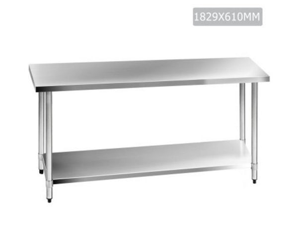JASMIN 304 STAINLESS STEEL KITCHEN/ WORK BENCH TABLE 1829(L) - STAINLESS