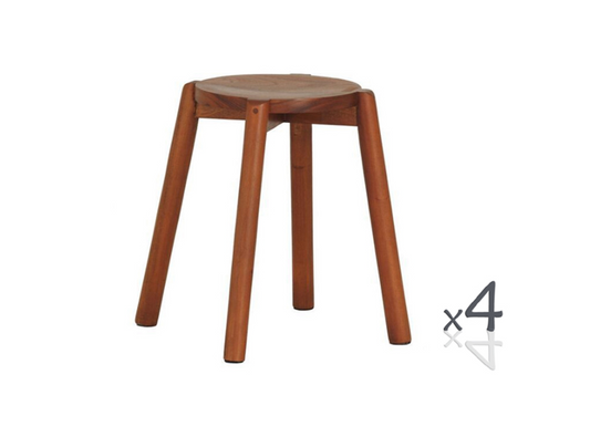 WILLOW (BR048RO) WOODEN ROUND BARSTOOL / KITCHEN BENCH  (4 UNITS IN A BOX) - SEAT: 480(H) - MAHOGANY, LIGHT PECAN, CHOCOLATE