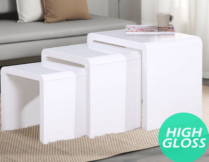 JASON NEST OF 3 STACK ABLE TABLES - HIGH GLOSS WHITE