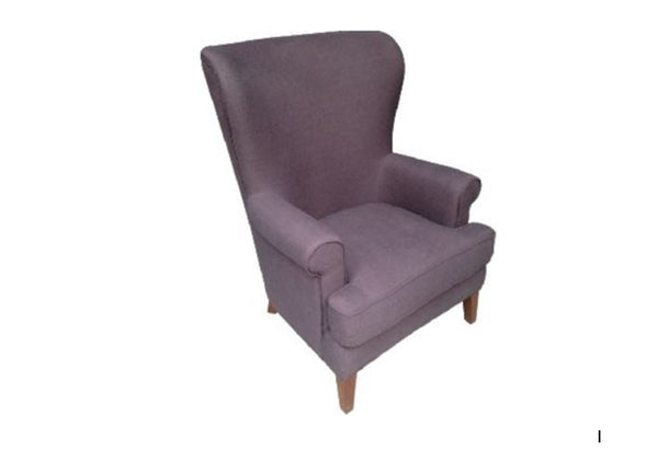 FIRESIDE HIGH BACK FABRIC UPHOLSTERED WING CHAIR - CHARCOAL