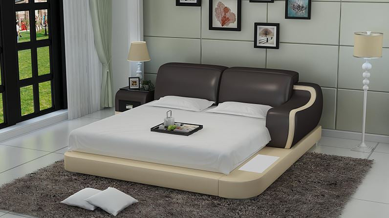 KING LIVINGSTON MODERN LEATHER BED ( LB8803) - ASSORTED COLOURS AVAILABLE IN DIFFERENT  LEATHERS (COLOUR BOARD ATTACHED IN IMAGE SECTION)