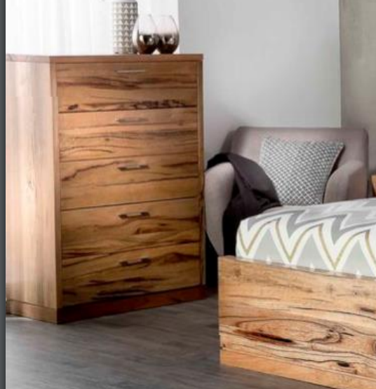 ATLANTA   HARDWOOD 5  DRAWERS TALLBOY -  (MODEL-1-19-20-9-14-1) - NATURAL