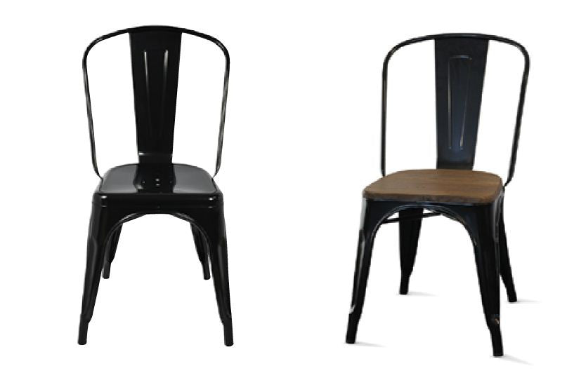 TOLEDO CHAIR WITH ADDITIONAL TIMBER SEAT - BLACK