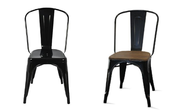 TOLEDO CHAIR WITH ADDITIONAL TIMBER SEAT - BLACK
