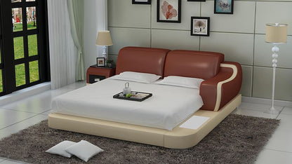 QUEEN  LIVINGSTON MODERN LEATHER BED ( LB8803) - ASSORTED COLORS AVAILABLE IN DIFFERENT  LEATHERS (COLOUR BOARD ATTACHED IN IMAGE SECTION)