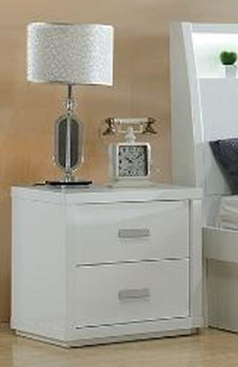 Chicago 2 Drawer - 554(H) X 550(W) Bedside Table (MODEL:LS-113) - High Gloss White