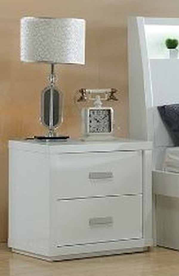 CHICAGO 2 DRAWER - 554(H) x 550(W) BEDSIDE TABLE (MODEL:LS-113) - HIGH GLOSS WHITE