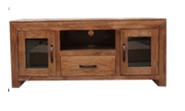FRANK (AUSSIE MADE) TV ENTERTAINMENT UNIT WITH 2 DOORS & 1 DRAWER WITH EXTENSION RUNNERS - 600(H) x 1400(W) - ASSORTED STAINED COLOURS